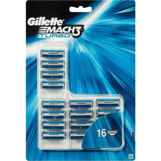 Gillette Mach3 Turbo Razor Blade Refills 16 Pack