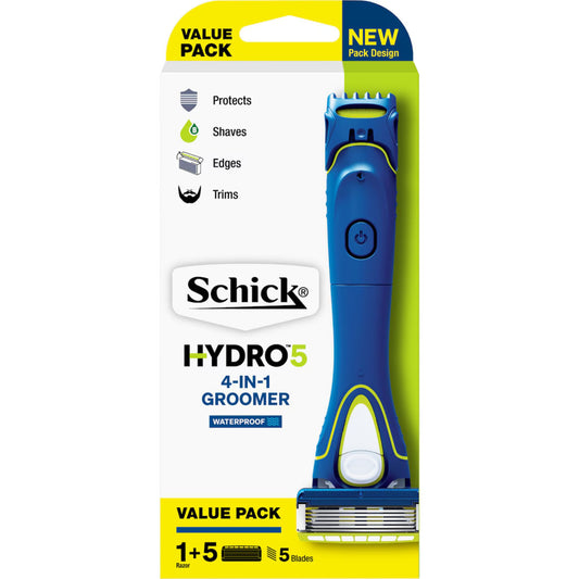 Schick Hydro 5 Groomer Razor Kit for Men, 4-In-1 Power Trimmer