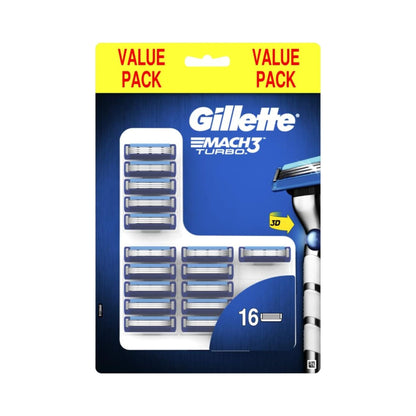 Gillette Mach3 Turbo Razor Blade Refills 16 Pack