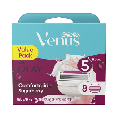 Gillette Venus Comfortglide & Olay Sugarberry Razor Refill Blades 8 Count