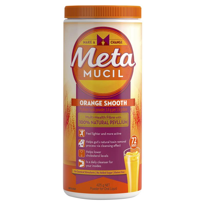 2 x Metamucil Fibre Supplement Smooth Orange 72 Dose 425g