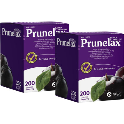 2 x Prunelax Extra Strength Laxative Tablets 200 Tablets