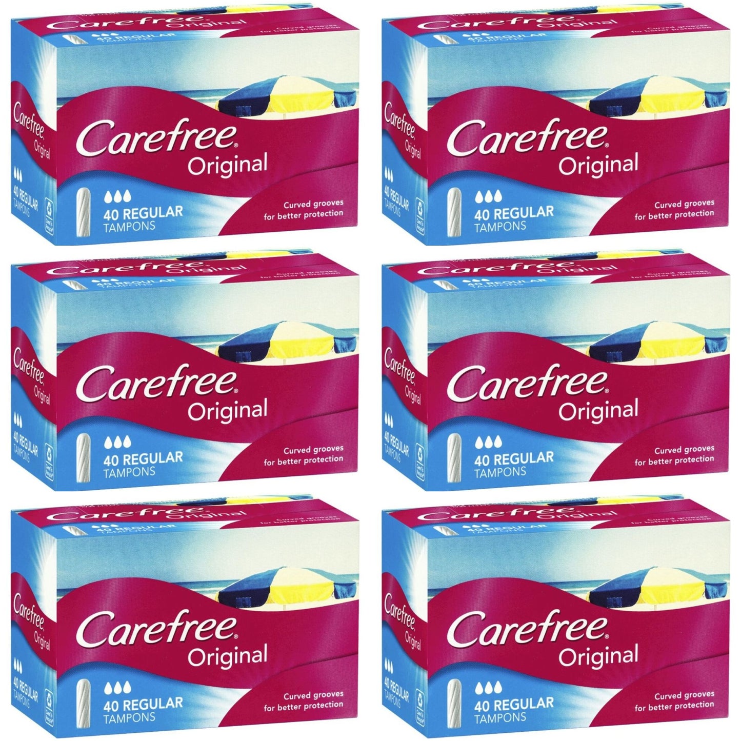 Carefree Original Tampons Regular 40 Pack (6 x)