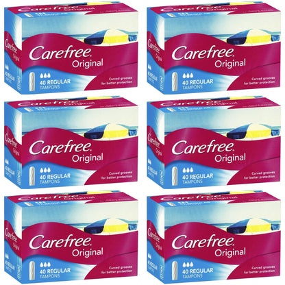 Carefree Original Tampons Regular 40 Pack (6 x)