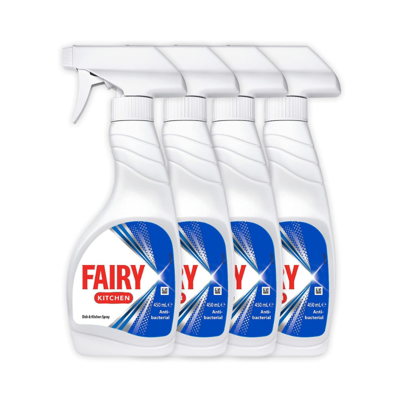 Fairy Anti-Bacterial Dish and Surface Kitchen Spray 450ml x 4 Pack (Total of 1800ml)