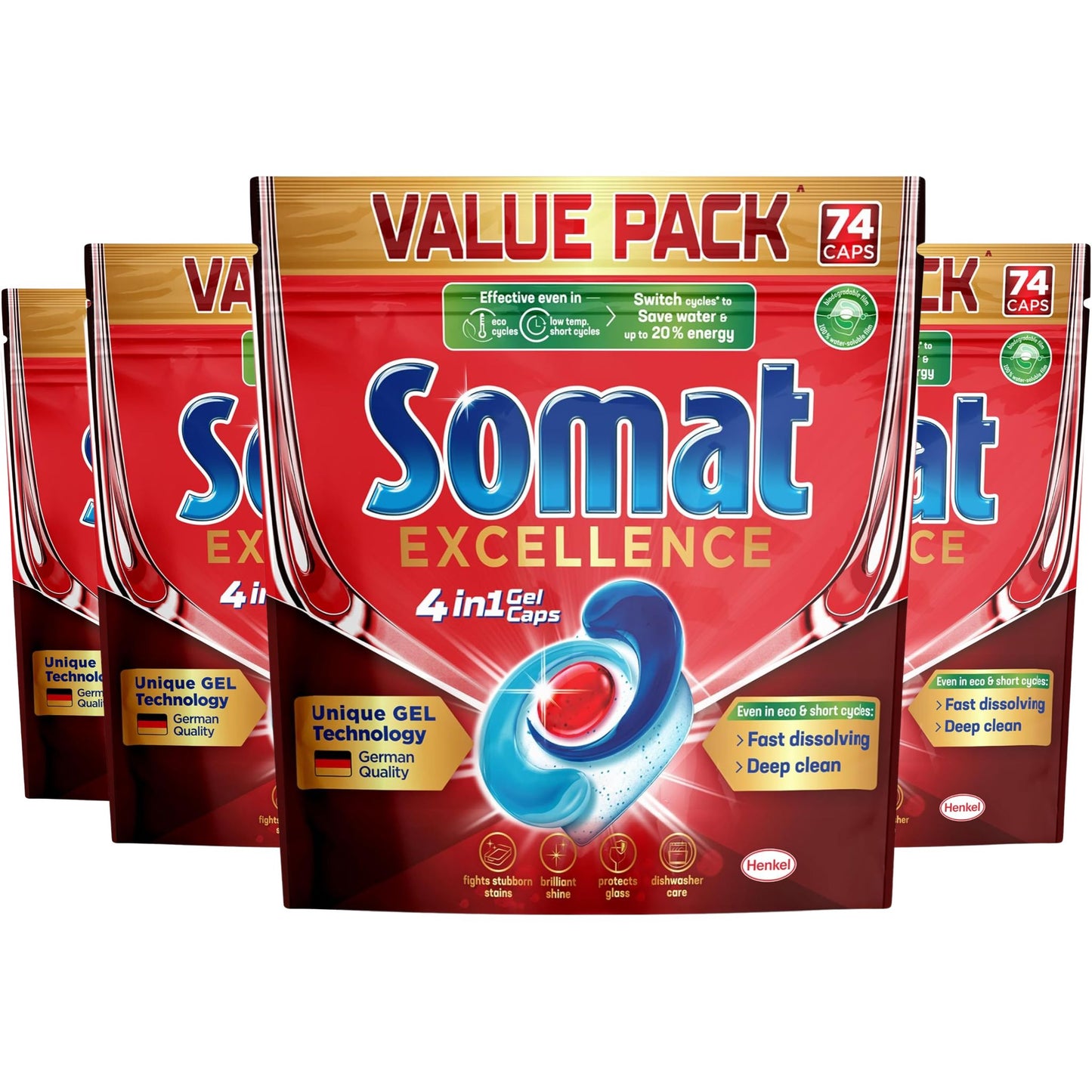 Somat Excellence 4in1 Dishwashing Tablets, 296 Packs