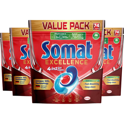 Somat Excellence 4in1 Dishwashing Tablets, 296 Packs