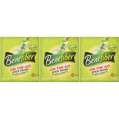 Benefiber Natural Fibre Supplement On-the-Go Stick 28 Sticks x 3 Pack